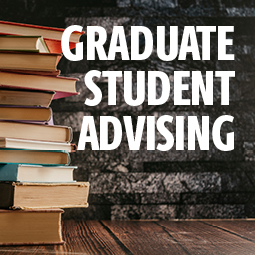 stack of books and words graduate student advising