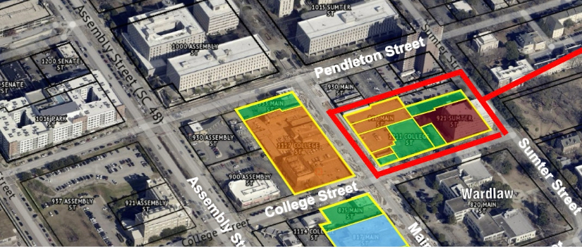 View of the Byrnes Block planned location on a map.