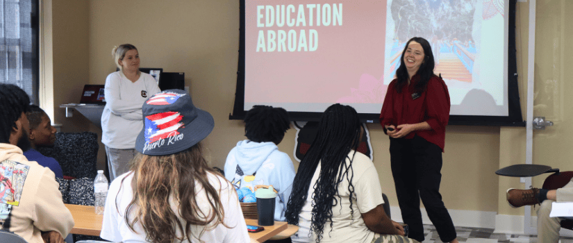 First-Gen students learning about Education Abroad in the Maxcy College classroom