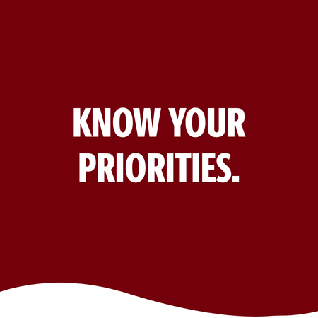 KNOW YOUR PRIORITIES.