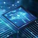 Computer chip with braing symbol imprinted