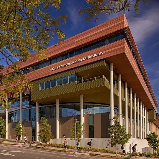 exterior shot of darla moore school of business building