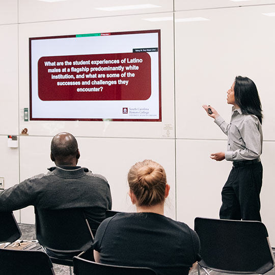 student presenting