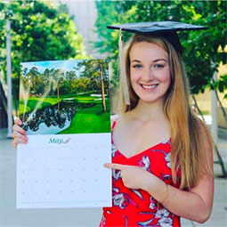 Ashley Burgiss displays a calendar marking her starting dagte with VolteInc