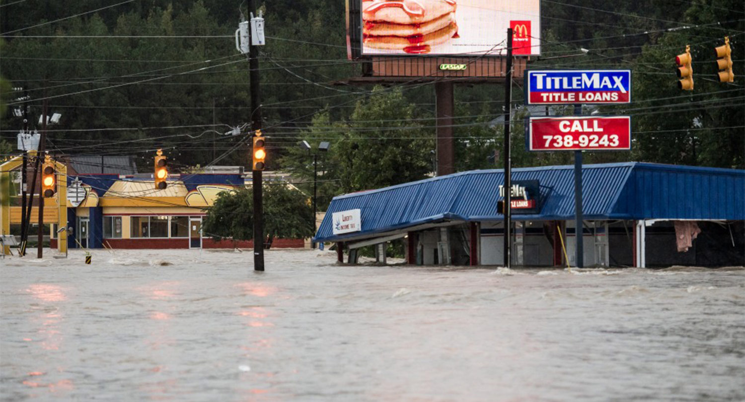 Street and business flooded