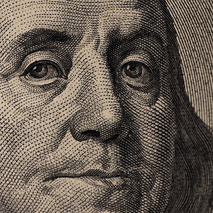 Illustration detail of $100 bill