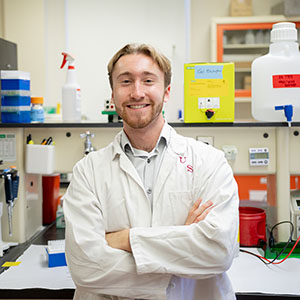 Man standing in medical research lab