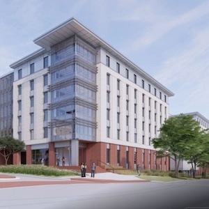 Artist rendering of a new student residence at the McBryde site