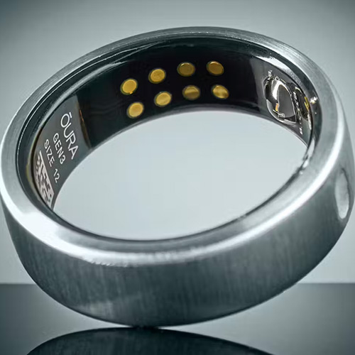 Close-up view of 'smart' ring device.